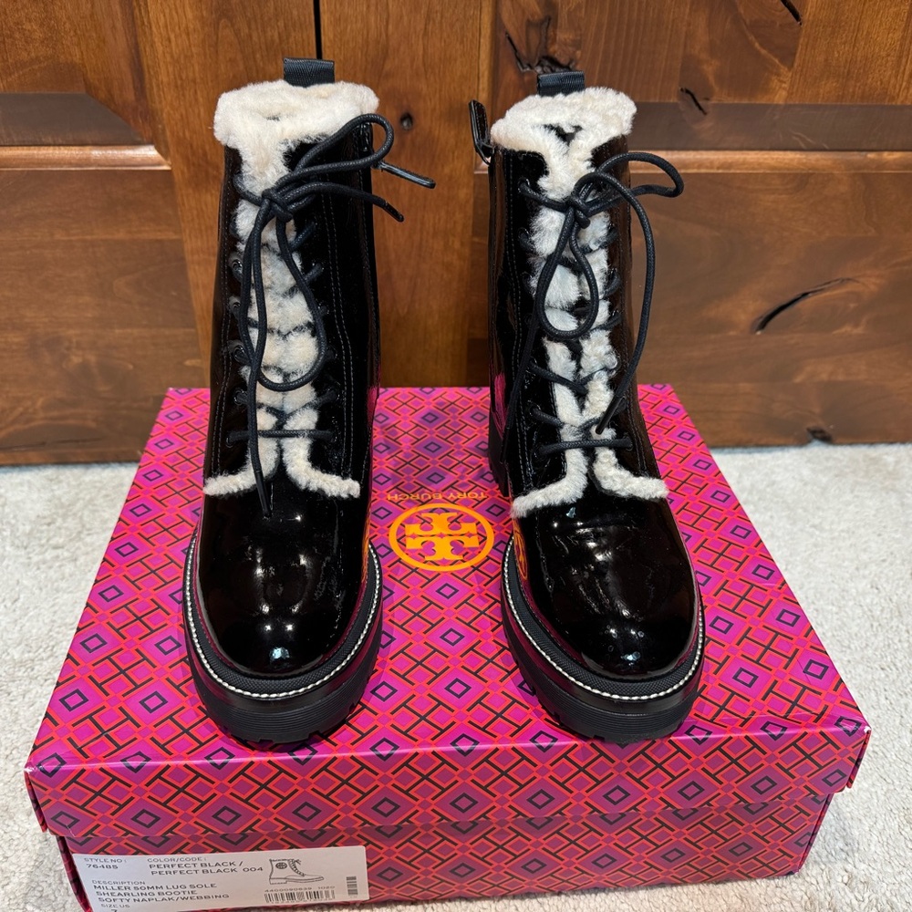 Tory Burch Miller 50 MM Lug Sole Shearling Bootie